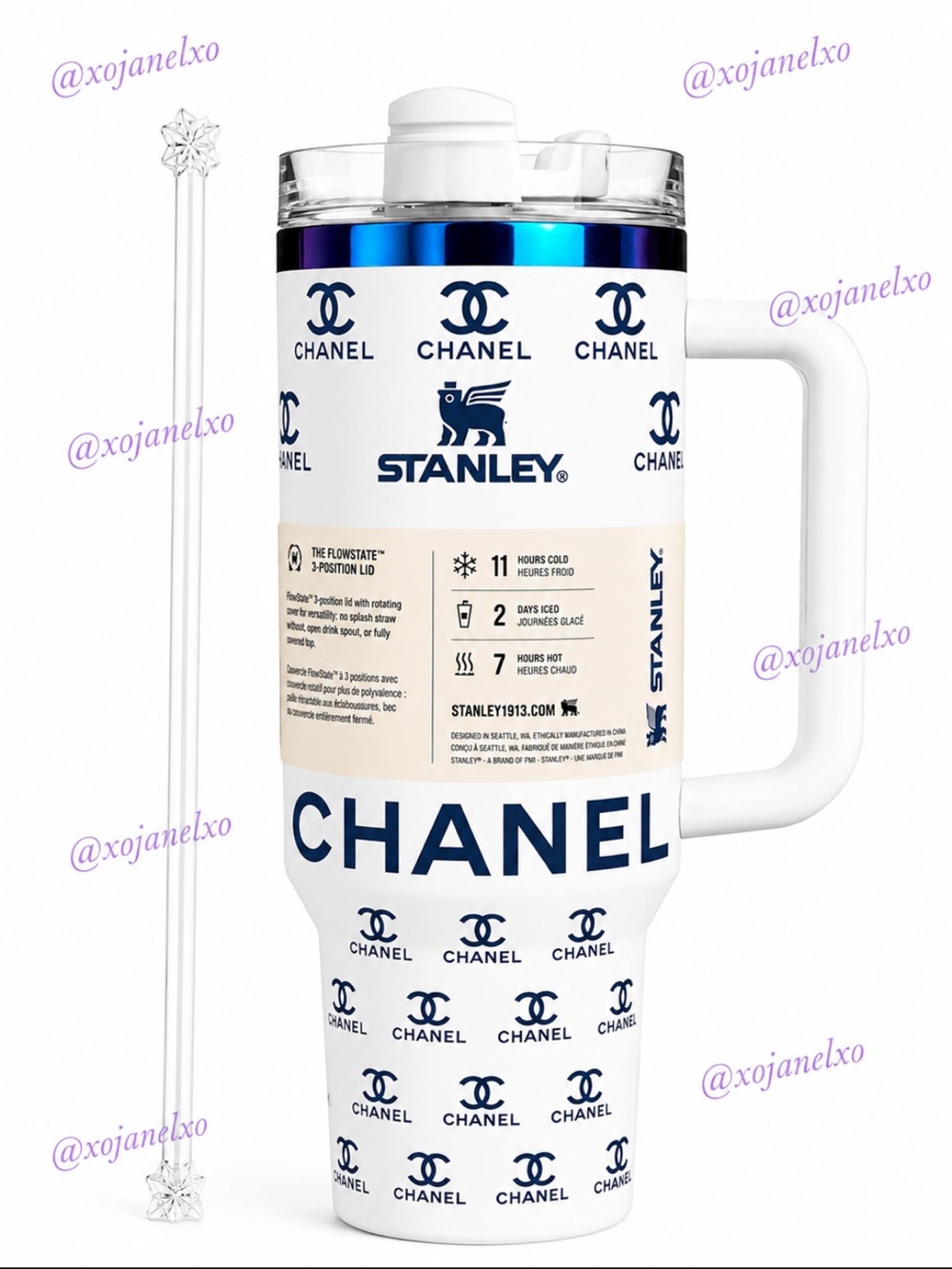 Stanley White Multvolor Travel Tumbler with Handle New